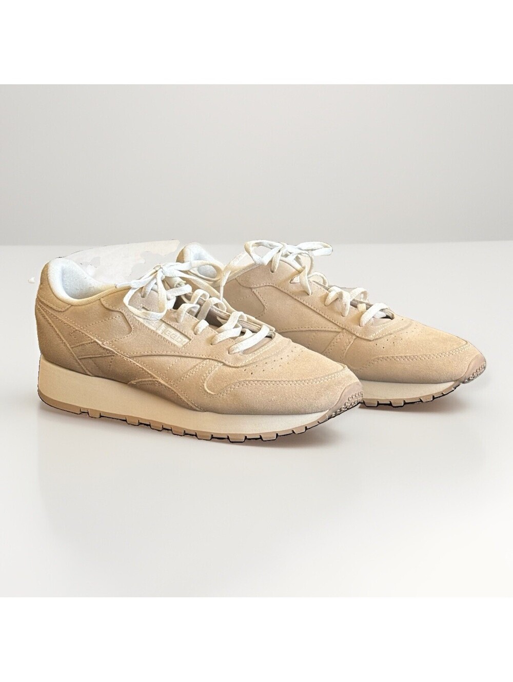 Reebok Classic Leather Sneakers Women's US 10 Cream Beige Retro Casual Shoes